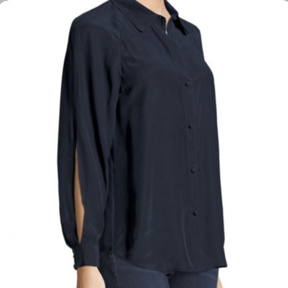 SOLD-FRAME slit wirst silk button up shirt - Picture 3 of 8